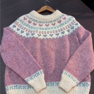 Hand-Knit Wool Heart Sweater 💗